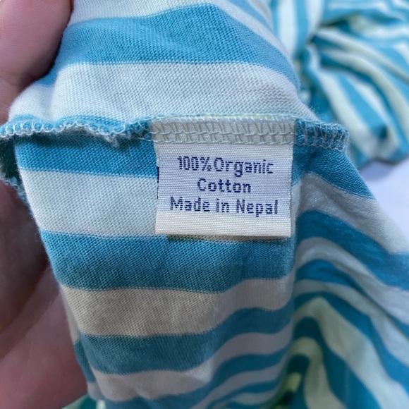 Synergy 100% Organic Cotton Dress Ruched Maxi Dress Women’s Large Turquoise EUC - Picture 3 of 13